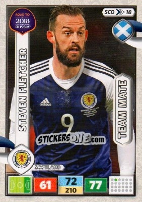 Sticker Steven Fletcher - Road to 2018 FIFA World Cup Russia. Adrenalyn XL n. SCO18 - Panini