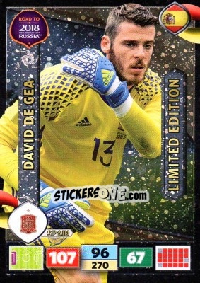 Sticker David de Gea - Road to 2018 FIFA World Cup Russia. Adrenalyn XL n. LE-DG - Panini