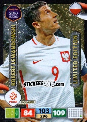 Sticker Robert Lewandowski - Road to 2018 FIFA World Cup Russia. Adrenalyn XL - Panini