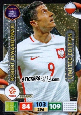 Sticker Robert Lewandowski - Road to 2018 FIFA World Cup Russia. Adrenalyn XL n. LE-RL - Panini