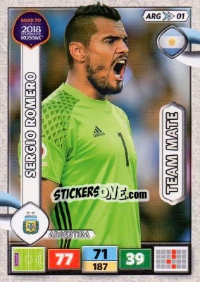 Sticker Sergio Romero - Road to 2018 FIFA World Cup Russia. Adrenalyn XL n. ARG01 - Panini