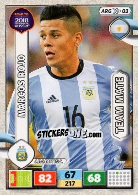 Sticker Marcos Rojo - Road to 2018 FIFA World Cup Russia. Adrenalyn XL n. ARG03 - Panini