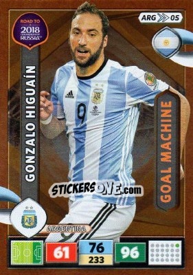 Sticker Gonzalo Higuaín - Road to 2018 FIFA World Cup Russia. Adrenalyn XL - Panini