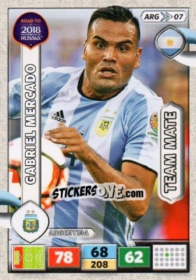 Sticker Gabriel Mercado - Road to 2018 FIFA World Cup Russia. Adrenalyn XL n. ARG07 - Panini