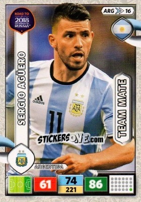 Sticker Sergio Agüero - Road to 2018 FIFA World Cup Russia. Adrenalyn XL n. ARG16 - Panini