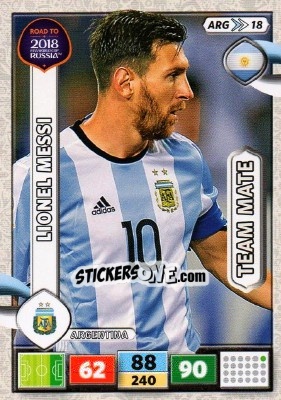 Sticker Lionel Messi - Road to 2018 FIFA World Cup Russia. Adrenalyn XL n. ARG18 - Panini