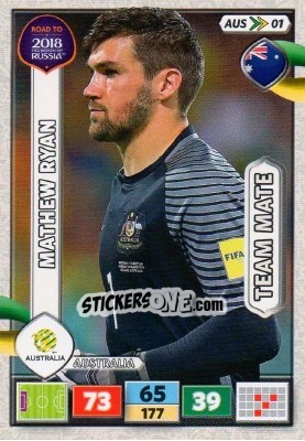 Sticker Mathew Ryan - Road to 2018 FIFA World Cup Russia. Adrenalyn XL n. AUS01 - Panini