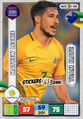 Sticker Mathew Leckie - Road to 2018 FIFA World Cup Russia. Adrenalyn XL n. AUS08 - Panini