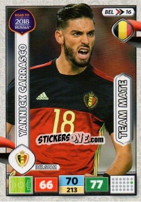 Sticker Yannick Carrasco - Road to 2018 FIFA World Cup Russia. Adrenalyn XL n. BEL16 - Panini