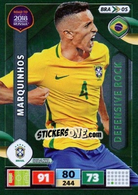 Sticker Marquinhos - Road to 2018 FIFA World Cup Russia. Adrenalyn XL n. BRA05 - Panini