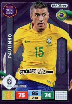 Sticker Paulinho - Road to 2018 FIFA World Cup Russia. Adrenalyn XL n. BRA06 - Panini