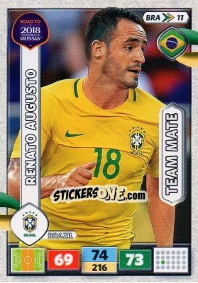 Sticker Renato Augusto - Road to 2018 FIFA World Cup Russia. Adrenalyn XL n. BRA11 - Panini