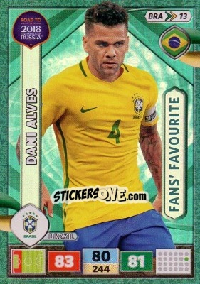 Sticker Dani Alves - Road to 2018 FIFA World Cup Russia. Adrenalyn XL n. BRA13 - Panini