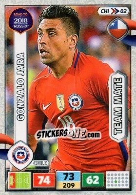 Sticker Gonzalo Jara - Road to 2018 FIFA World Cup Russia. Adrenalyn XL n. CHI02 - Panini