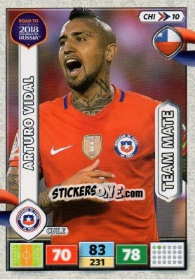 Sticker Arturo Vidal - Road to 2018 FIFA World Cup Russia. Adrenalyn XL n. CHI10 - Panini