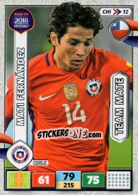 Sticker Mati Fernández - Road to 2018 FIFA World Cup Russia. Adrenalyn XL n. CHI12 - Panini