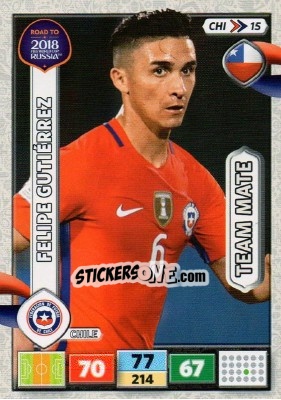 Sticker Felipe Gutiérrez - Road to 2018 FIFA World Cup Russia. Adrenalyn XL n. CHI15 - Panini