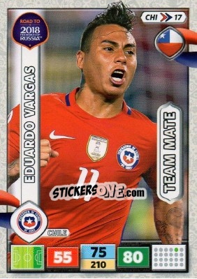 Sticker Eduardo Vargas - Road to 2018 FIFA World Cup Russia. Adrenalyn XL n. CHI17 - Panini