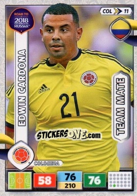 Sticker Edwin Cardona - Road to 2018 FIFA World Cup Russia. Adrenalyn XL n. COL11 - Panini