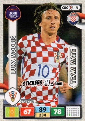 Sticker Luka Modric - Road to 2018 FIFA World Cup Russia. Adrenalyn XL n. CRO11 - Panini