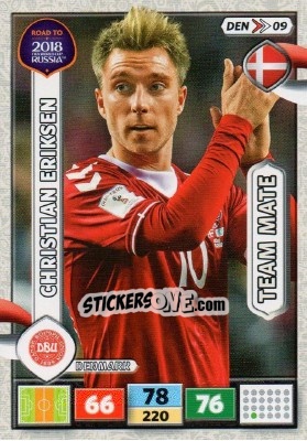 Sticker Christian Eriksen - Road to 2018 FIFA World Cup Russia. Adrenalyn XL n. DEN09 - Panini