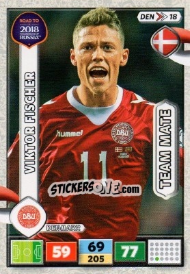 Sticker Viktor Fischer - Road to 2018 FIFA World Cup Russia. Adrenalyn XL n. DEN18 - Panini