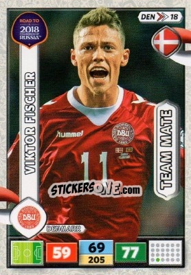 Sticker Viktor Fischer - Road to 2018 FIFA World Cup Russia. Adrenalyn XL - Panini