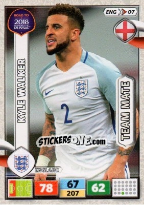 Sticker Kyle Walker - Road to 2018 FIFA World Cup Russia. Adrenalyn XL - Panini