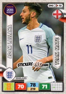 Sticker Adam Lallana - Road to 2018 FIFA World Cup Russia. Adrenalyn XL n. ENG10 - Panini