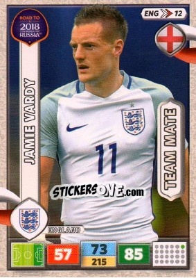 Sticker Jamie Vardy - Road to 2018 FIFA World Cup Russia. Adrenalyn XL n. ENG12 - Panini