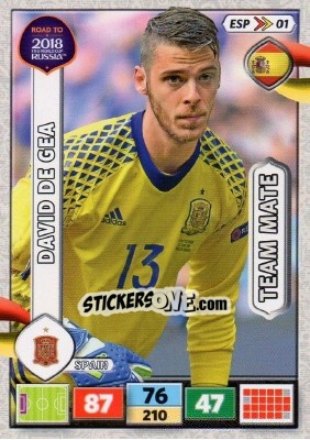 Sticker David de Gea - Road to 2018 FIFA World Cup Russia. Adrenalyn XL n. ESP01 - Panini