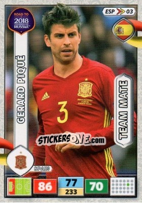 Sticker Gerard Piqué - Road to 2018 FIFA World Cup Russia. Adrenalyn XL n. ESP03 - Panini