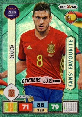 Sticker Koke - Road to 2018 FIFA World Cup Russia. Adrenalyn XL n. ESP06 - Panini
