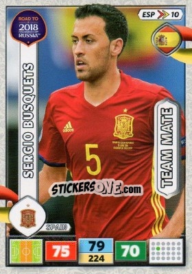 Sticker Sergio Busquets - Road to 2018 FIFA World Cup Russia. Adrenalyn XL n. ESP10 - Panini