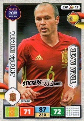 Sticker Andrés Iniesta - Road to 2018 FIFA World Cup Russia. Adrenalyn XL n. ESP12 - Panini