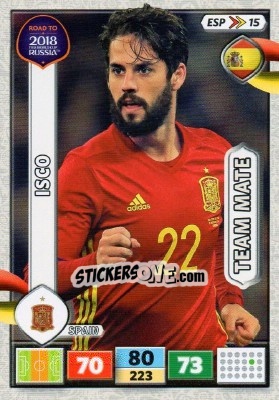 Sticker Isco - Road to 2018 FIFA World Cup Russia. Adrenalyn XL n. ESP15 - Panini
