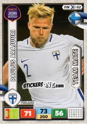 Sticker Paulus Arajuuri - Road to 2018 FIFA World Cup Russia. Adrenalyn XL n. FIN02 - Panini