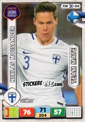 Sticker Niklas Moisander - Road to 2018 FIFA World Cup Russia. Adrenalyn XL n. FIN04 - Panini