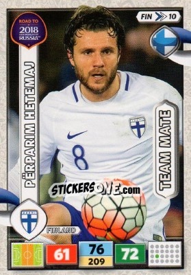 Sticker Përparim Hetemaj - Road to 2018 FIFA World Cup Russia. Adrenalyn XL n. FIN10 - Panini