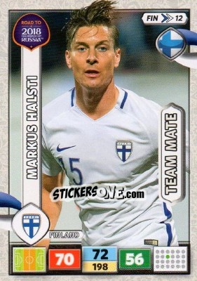 Sticker Markus Halsti - Road to 2018 FIFA World Cup Russia. Adrenalyn XL n. FIN12 - Panini