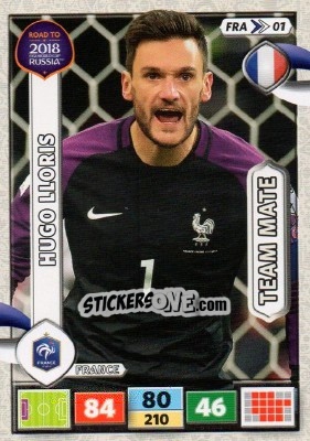 Sticker Hugo Lloris - Road to 2018 FIFA World Cup Russia. Adrenalyn XL n. FRA01 - Panini