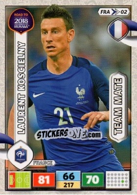 Sticker Laurent Koscielny - Road to 2018 FIFA World Cup Russia. Adrenalyn XL n. FRA02 - Panini