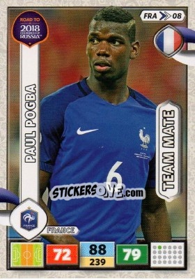 Sticker Paul Pogba - Road to 2018 FIFA World Cup Russia. Adrenalyn XL n. FRA08 - Panini