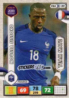 Sticker Moussa Sissoko - Road to 2018 FIFA World Cup Russia. Adrenalyn XL n. FRA09 - Panini
