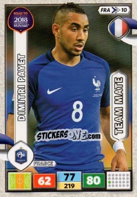 Sticker Dimitri Payet - Road to 2018 FIFA World Cup Russia. Adrenalyn XL n. FRA10 - Panini