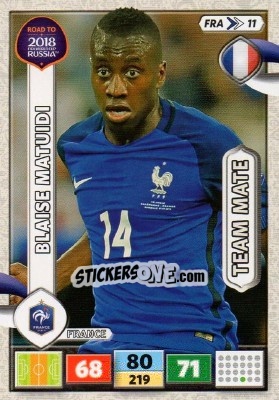 Sticker Blaise Matuidi - Road to 2018 FIFA World Cup Russia. Adrenalyn XL n. FRA11 - Panini