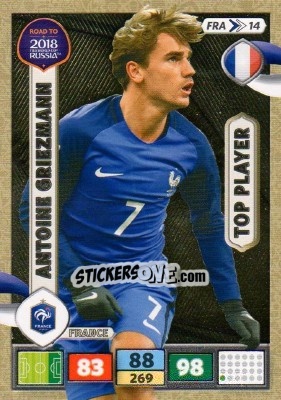 Sticker Antoine Griezmann - Road to 2018 FIFA World Cup Russia. Adrenalyn XL n. FRA14 - Panini