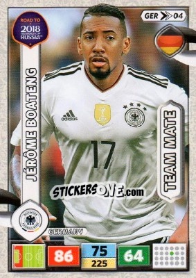 Sticker Jérôme Boateng - Road to 2018 FIFA World Cup Russia. Adrenalyn XL n. GER04 - Panini