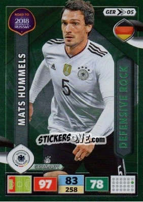 Sticker Mats Hummels - Road to 2018 FIFA World Cup Russia. Adrenalyn XL n. GER05 - Panini