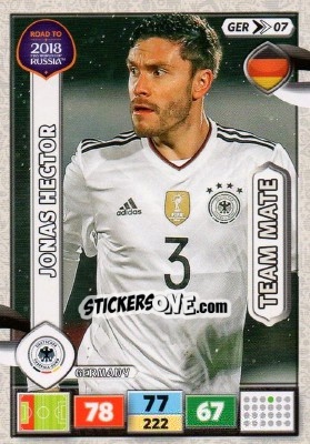 Sticker Jonas Hector - Road to 2018 FIFA World Cup Russia. Adrenalyn XL n. GER07 - Panini
